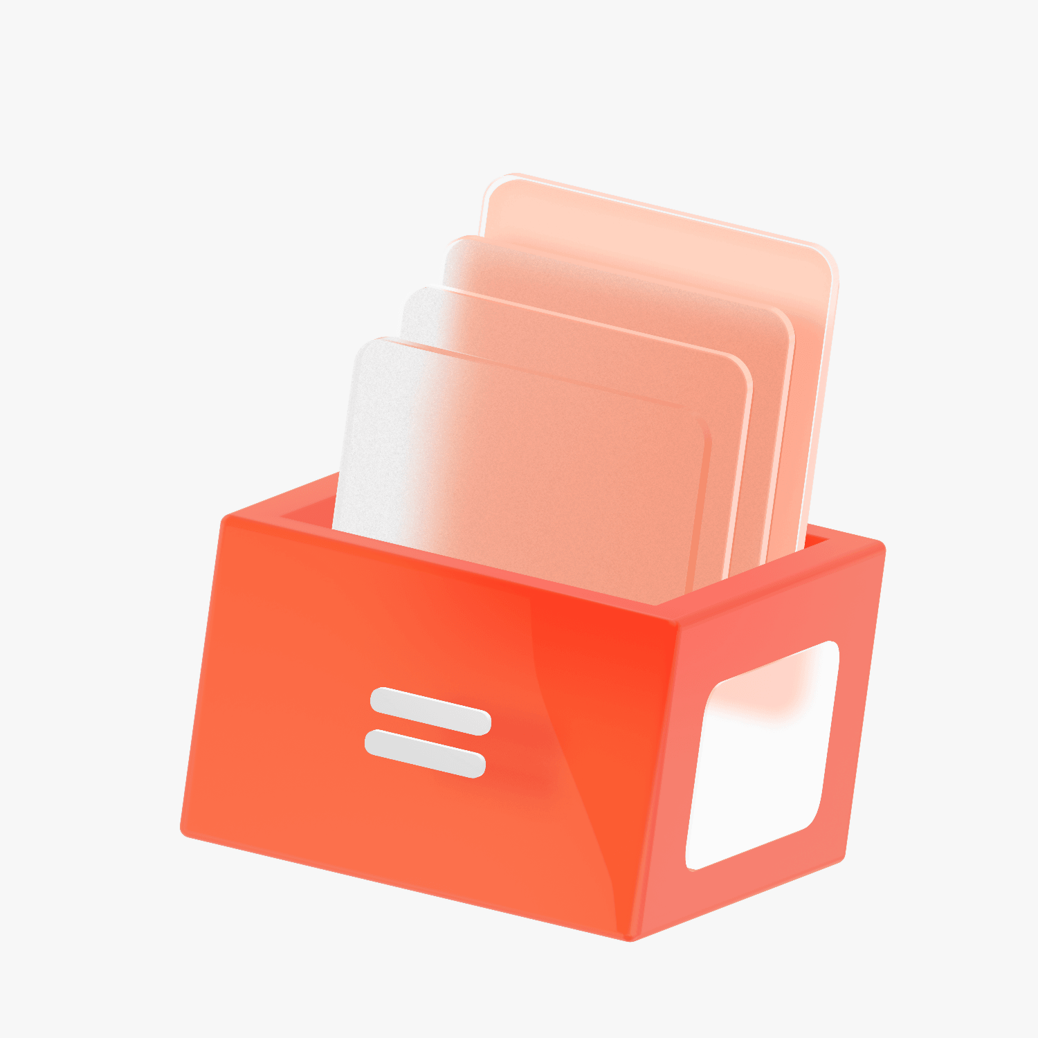Transparent document in an orange box
